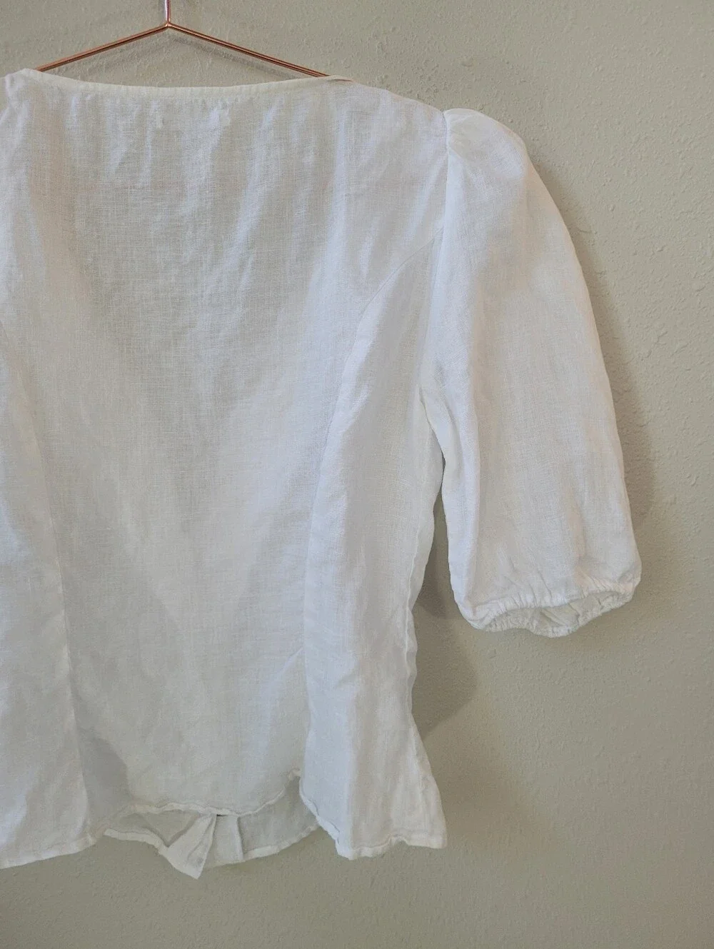 REFORMATION White Puff Sleeve Button Front Linen Top Size XS